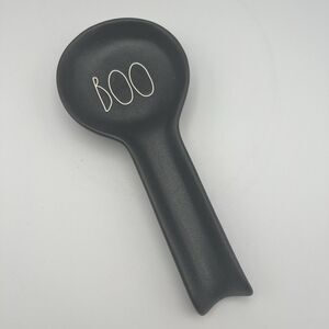NEW Rae Dunn Black BOO Halloween Heavy Spoon Rest